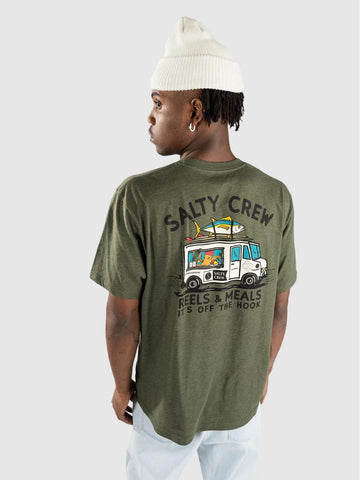 Maglietta T-shirt Salty Crew Reels & Meals forest heather