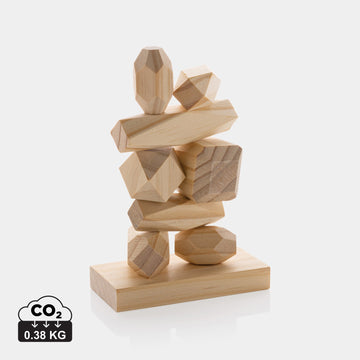 Pietre decorative in legno di pino Ukiyo impilabili, ideali come elemento di design per interni e gioco di equilibrio creativo