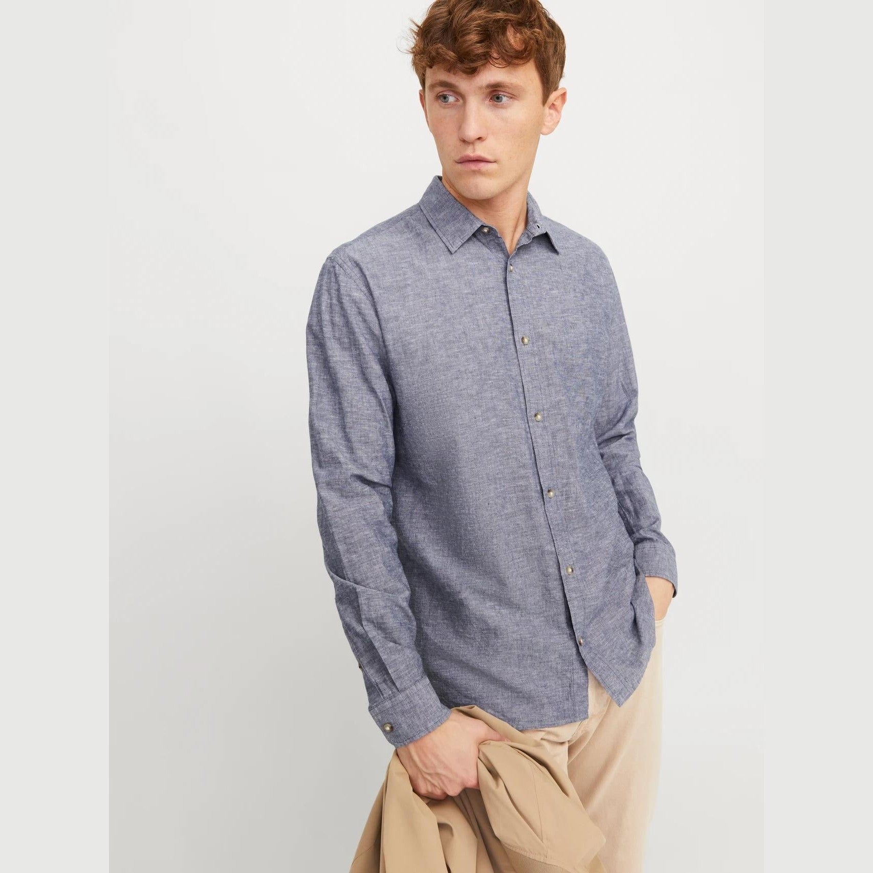 Camicia Jack & Jones Summer Linen Blend faded denim