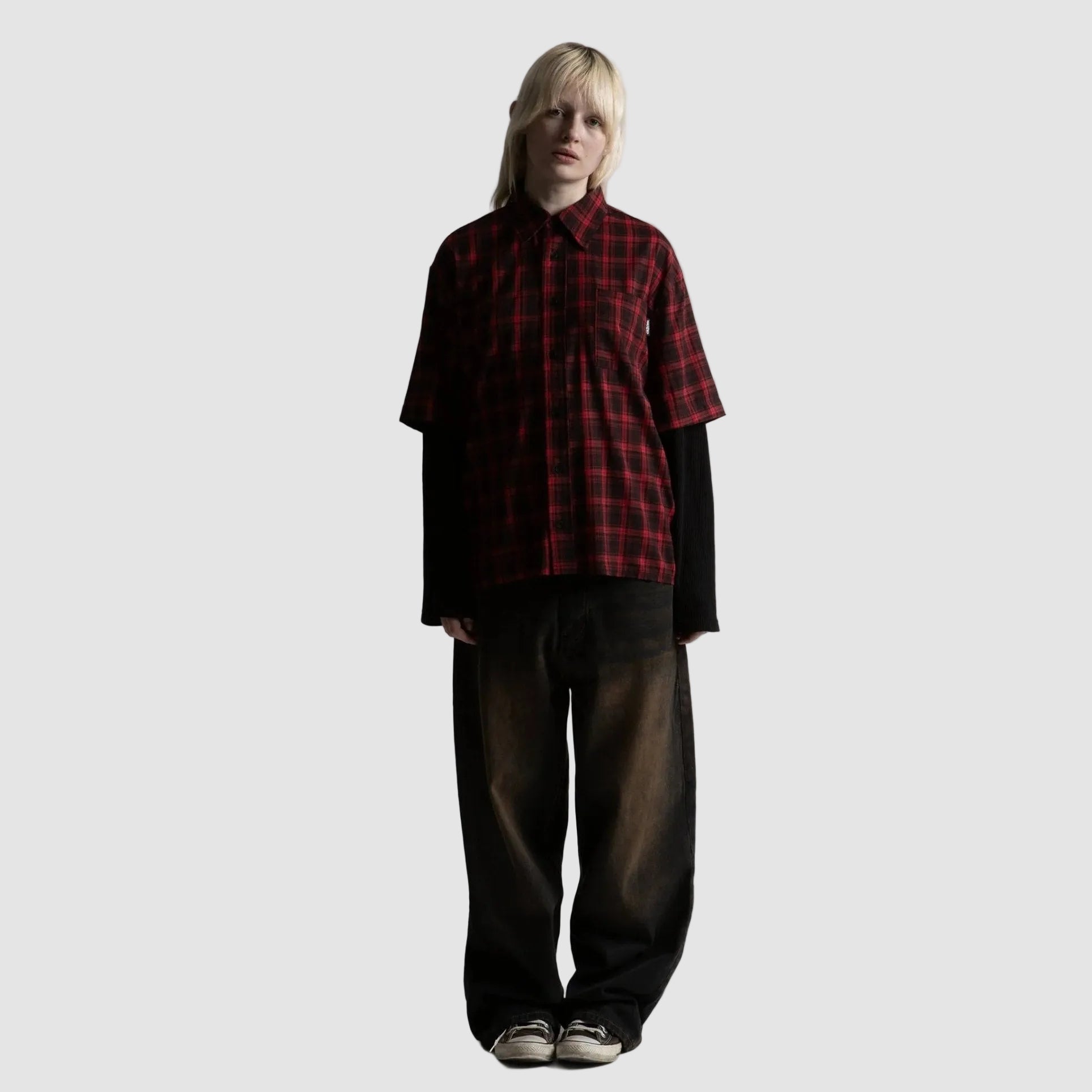 Camicia Wasted Paris Tartan Age black red