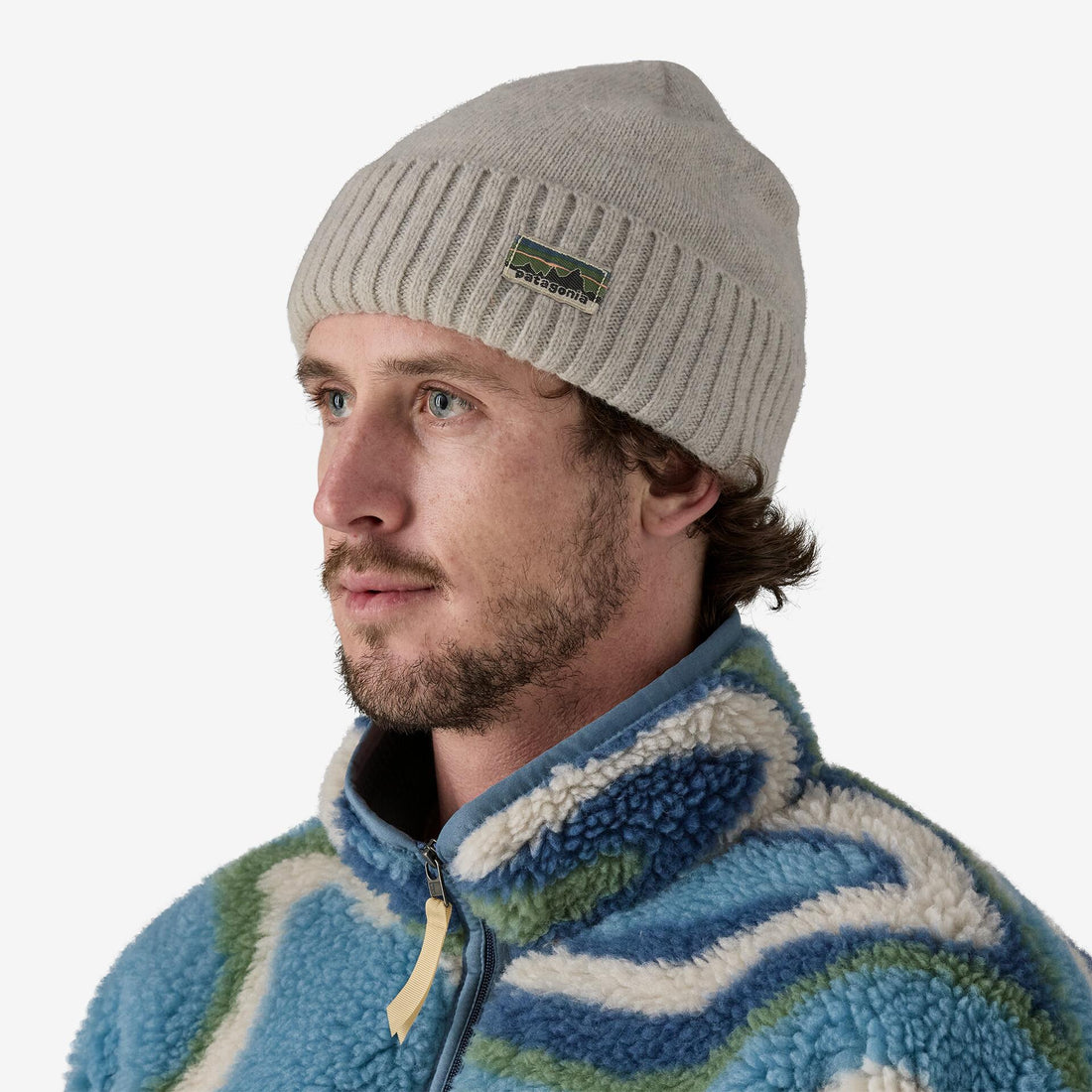 Cappello Patagonia Brodeo Beanie OG legacy label crisp grey