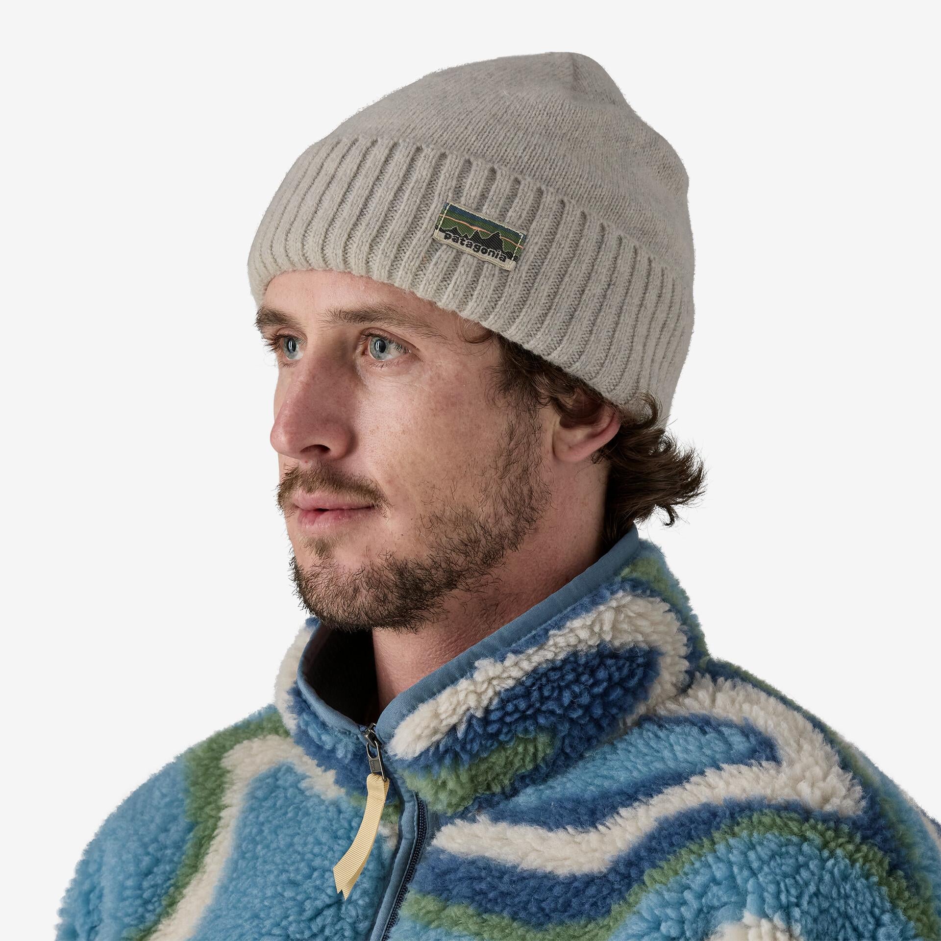 Cappello Patagonia Brodeo Beanie OG legacy label crisp grey