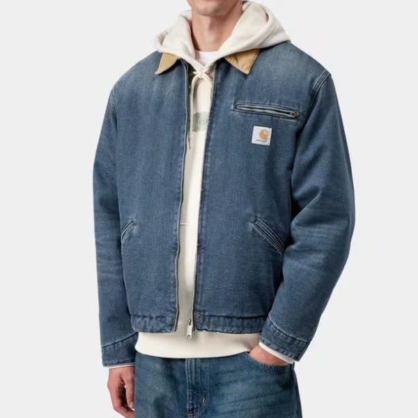 Carhartt Giacca OG Detroit JktBlue Dusty H Brown dk used Wash