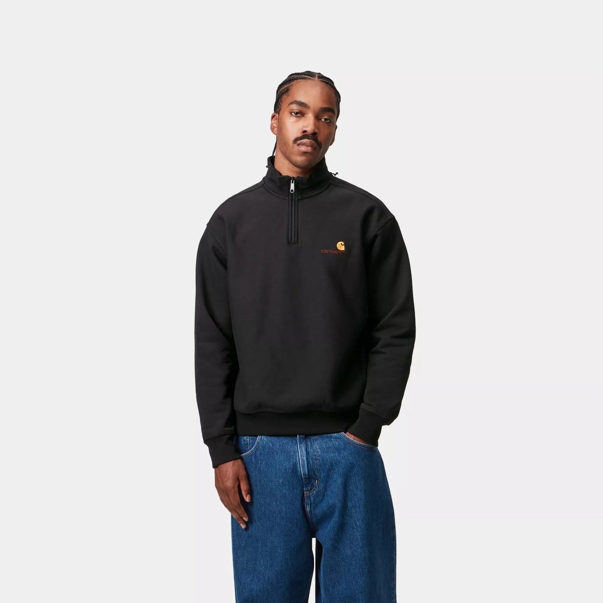 Felpa Carhartt Hlaf zip American Script blk