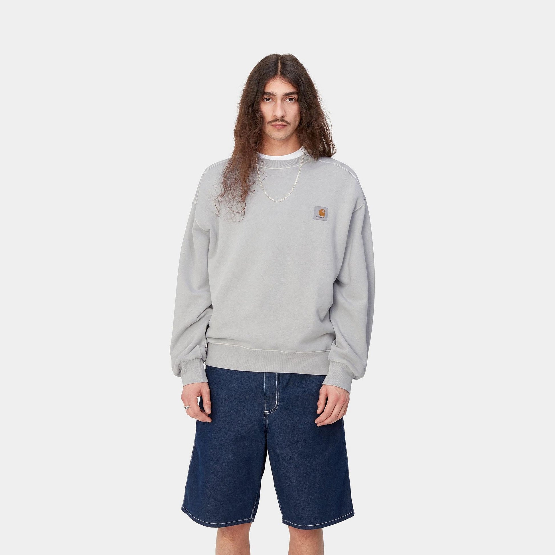 Felpa Carhartt Nelson Sweatshirt sonic silver dyed