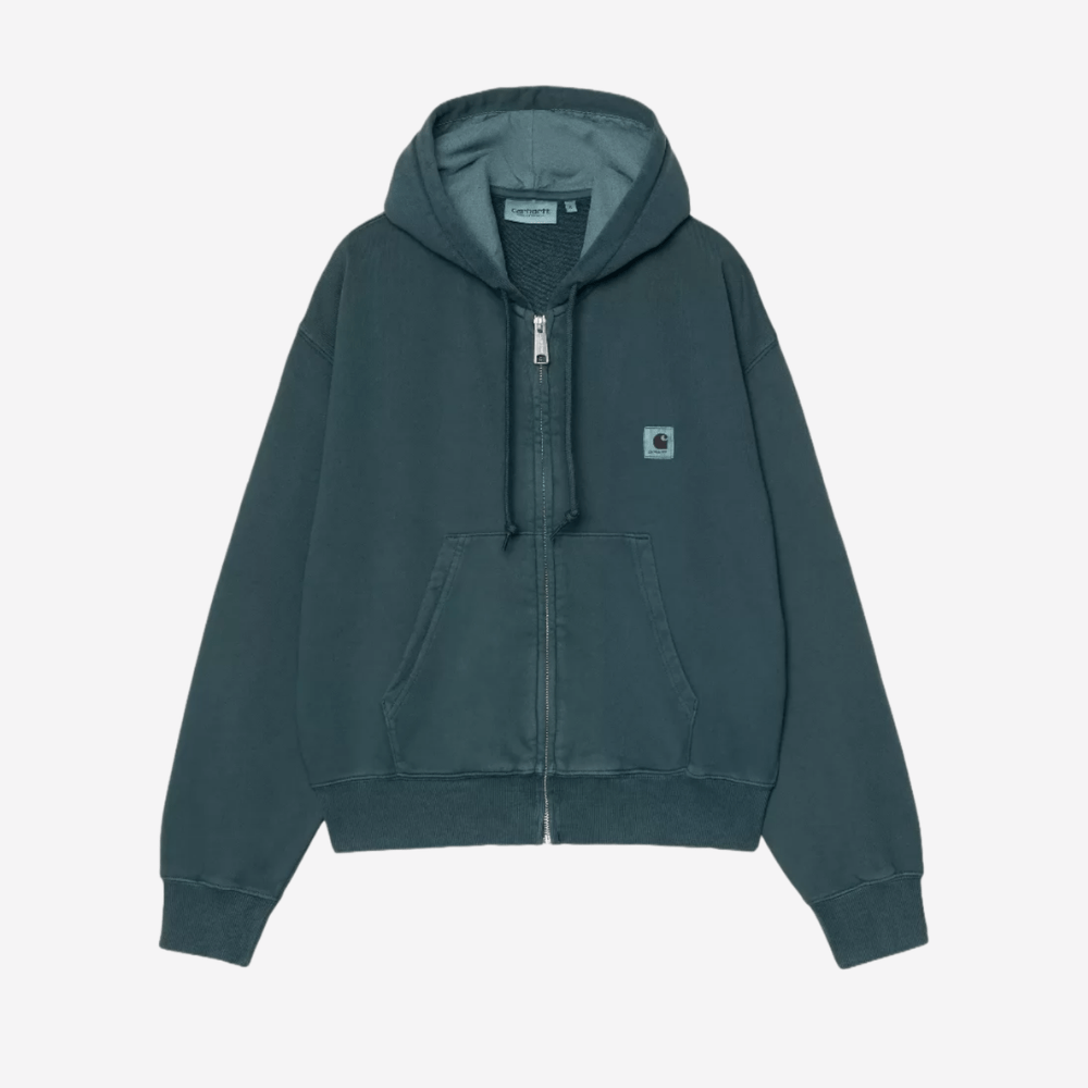 Felpa Carhartt W Nelson jkt Deep Lagoon Garment dyed
