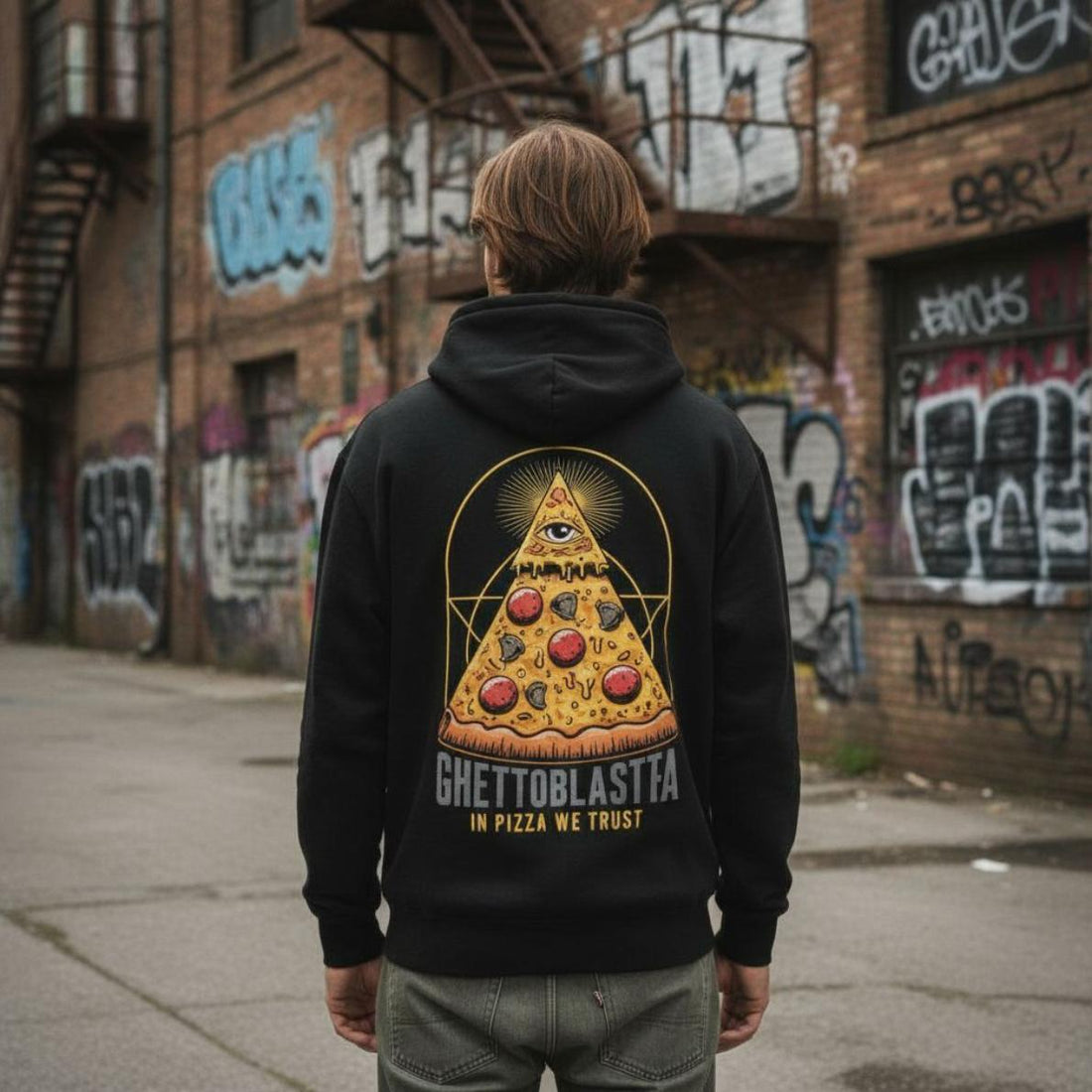 Felpa Ghettoblaster Pizza hoodie black