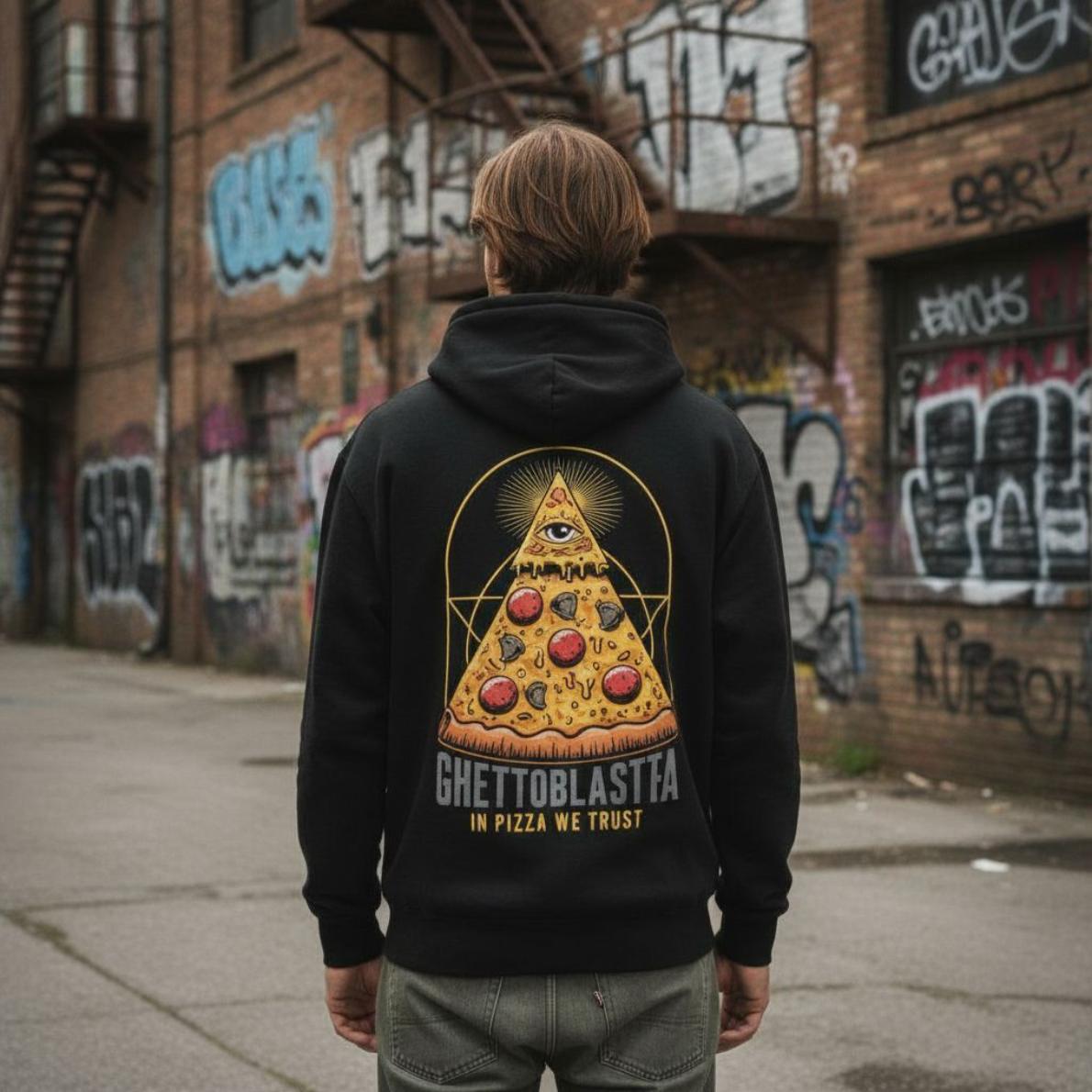 Felpa Ghettoblaster Pizza hoodie black