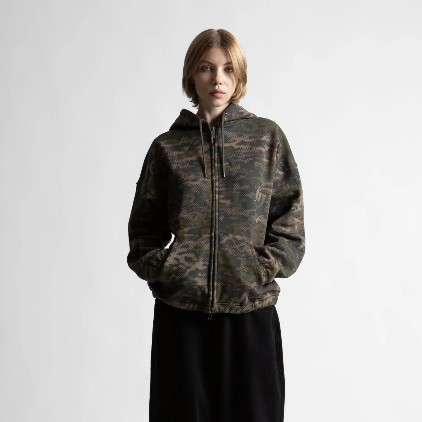 Felpa Wasted Paris Digi camo Zip Green
