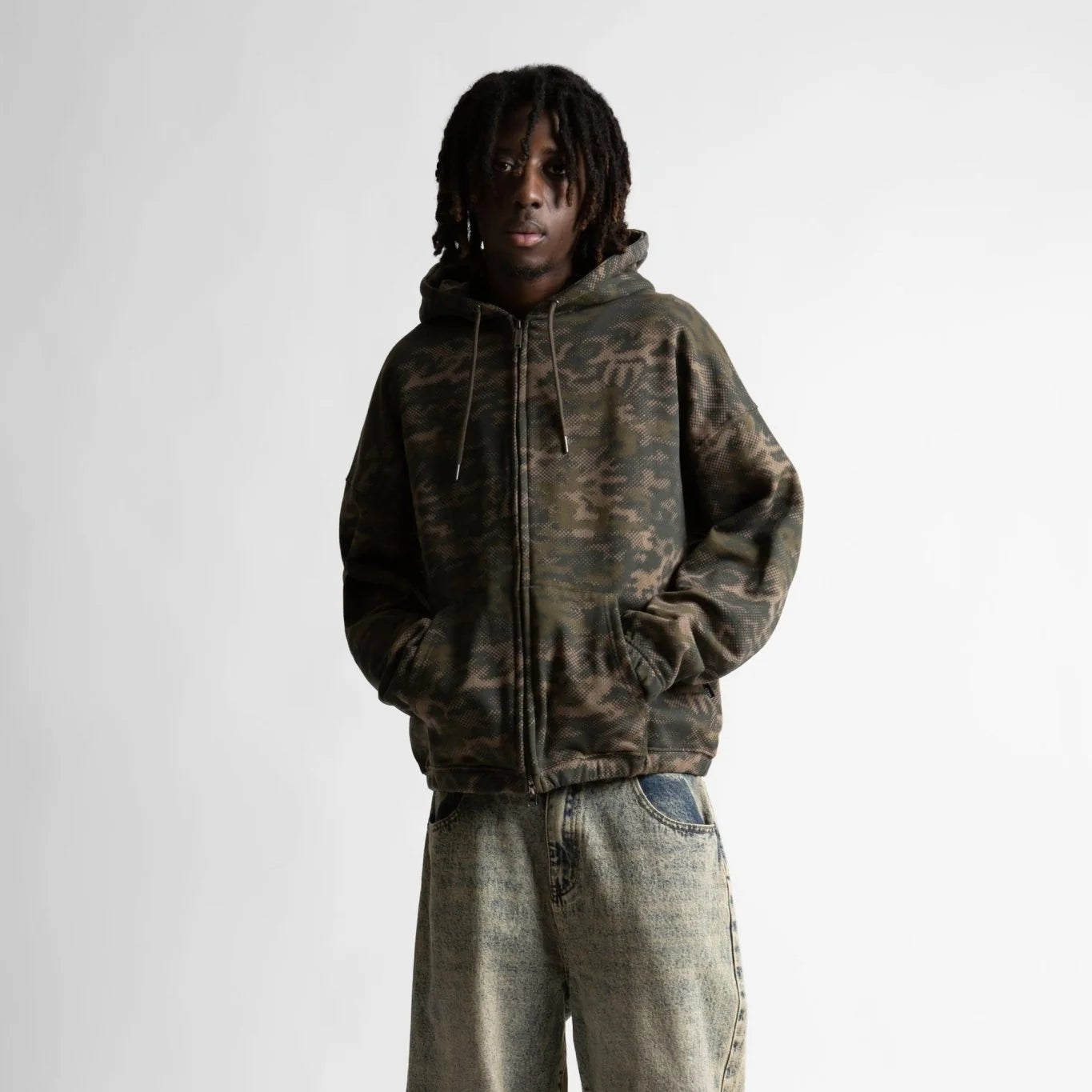 Felpa Wasted Paris Digi camo Zip Green