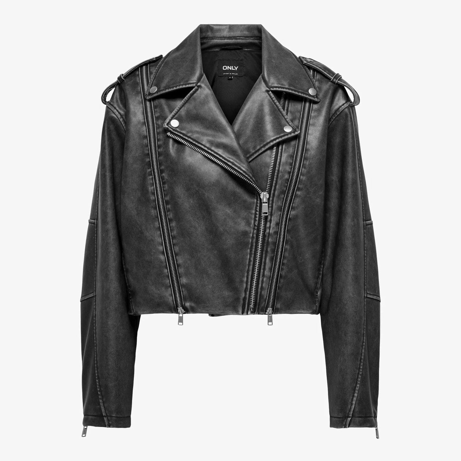Giacca Only Casey Faux leather phantom washed