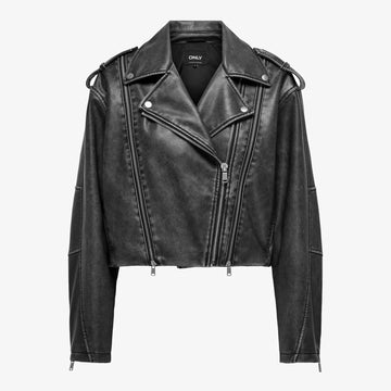 Giacca Only Casey Faux leather phantom washed