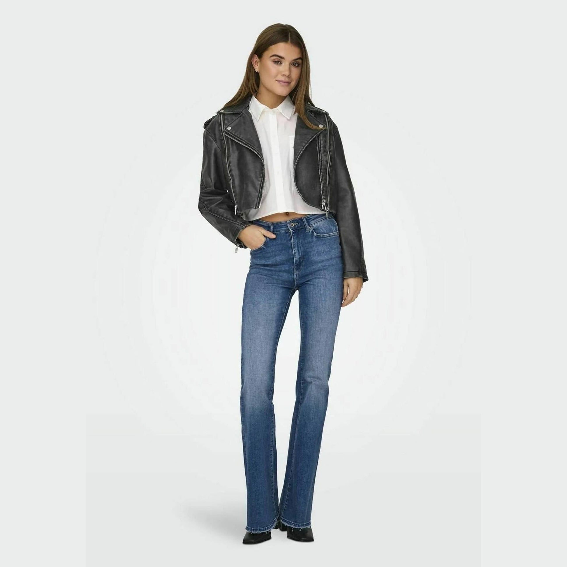 Giacca Only Casey Faux leather phantom washed