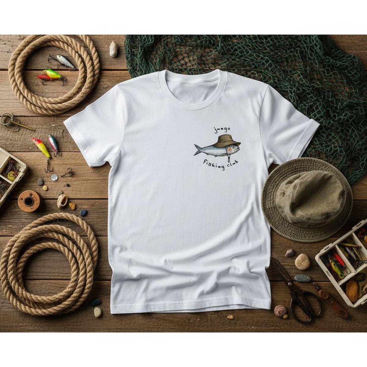 Junglo T-Shirt Fishing Club white