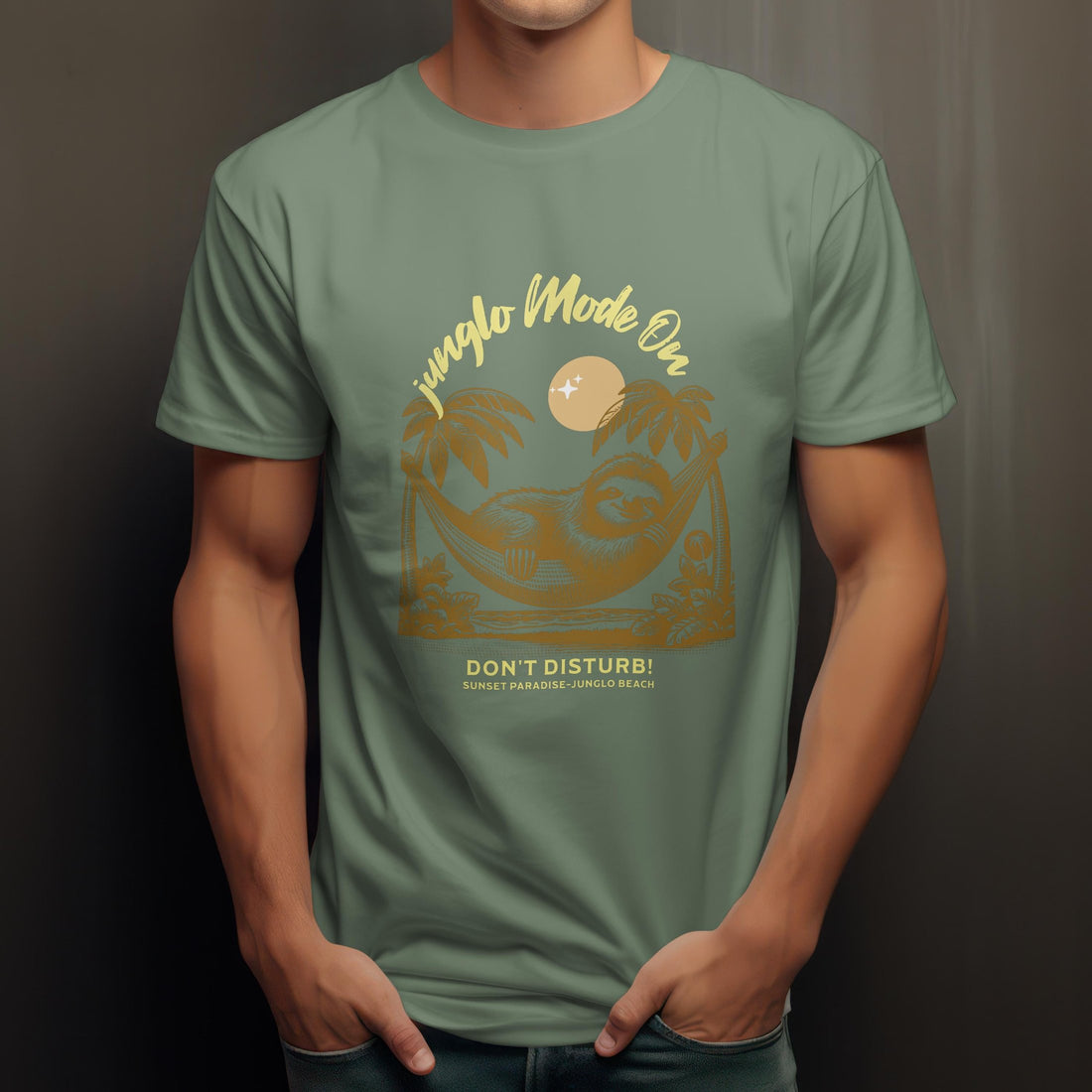 Junglo T-shirt Beach Mode On dustry green