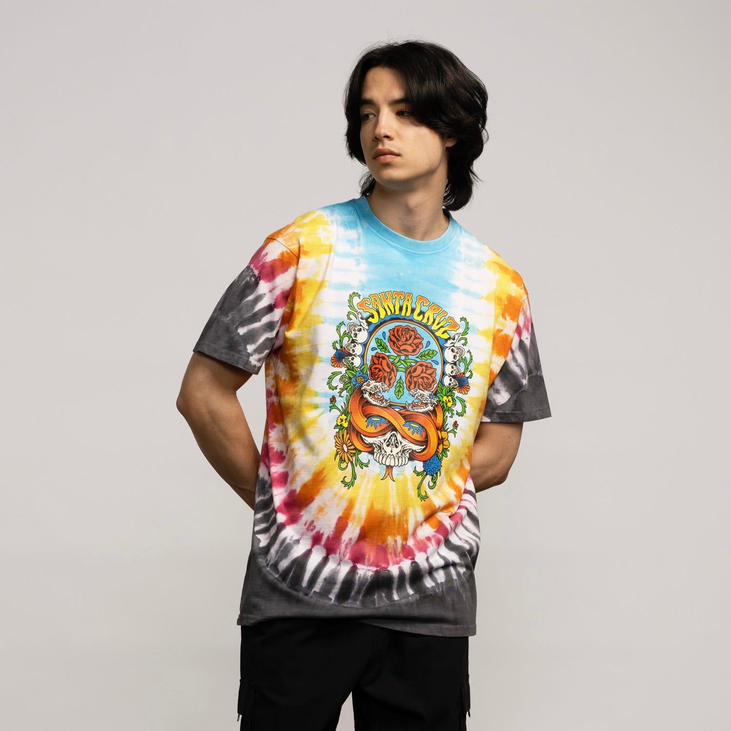 Maglietta T-shirt Santa Cruz Dressen Rose Crew black rainbow
