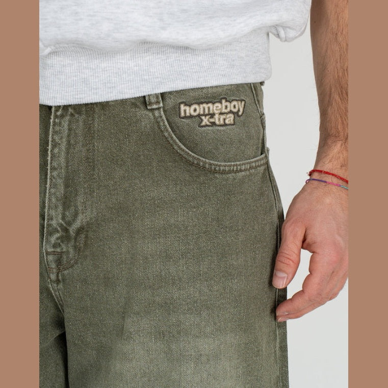 Pantalone Homeboy Baggy Dye Denim Wash Green