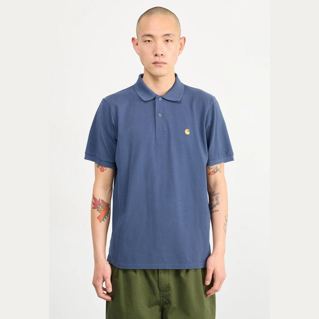 Polo Carhartt Chase Pique dusky blue gold