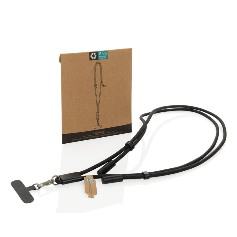 Portachiavi XdC Connects Cavo Lanyard 60W Black