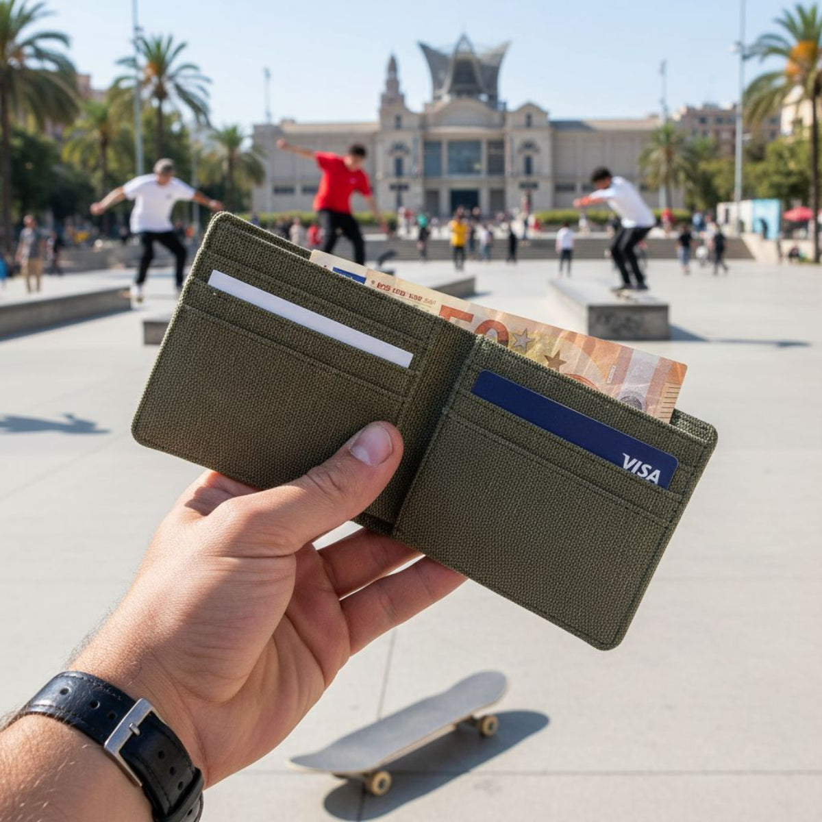 Portafoglio Ghettoblaster RFID Canvas olive