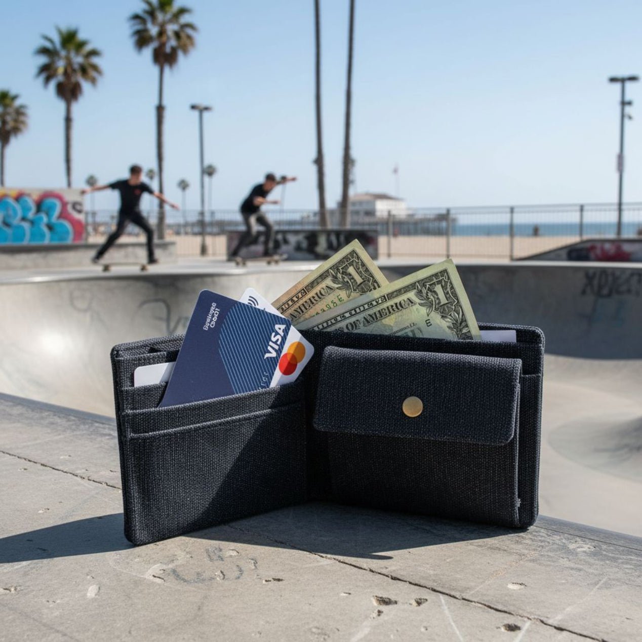 Portafoglio in Canvas con Blocco RFID blk