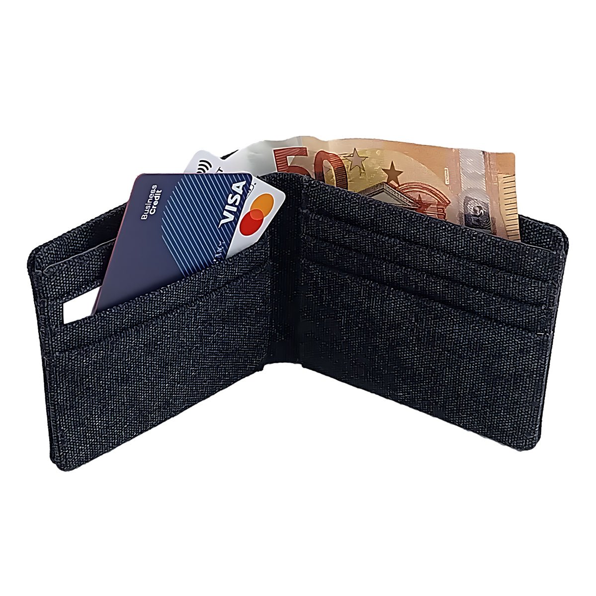 Portafoglio in Canvas con Blocco RFID blk