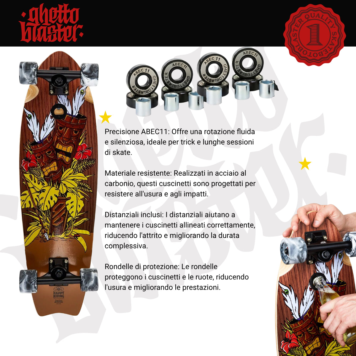 Skateboard Cruiser Ghettoblaster Mogano Tki Totem Fish Tail 30" -9"