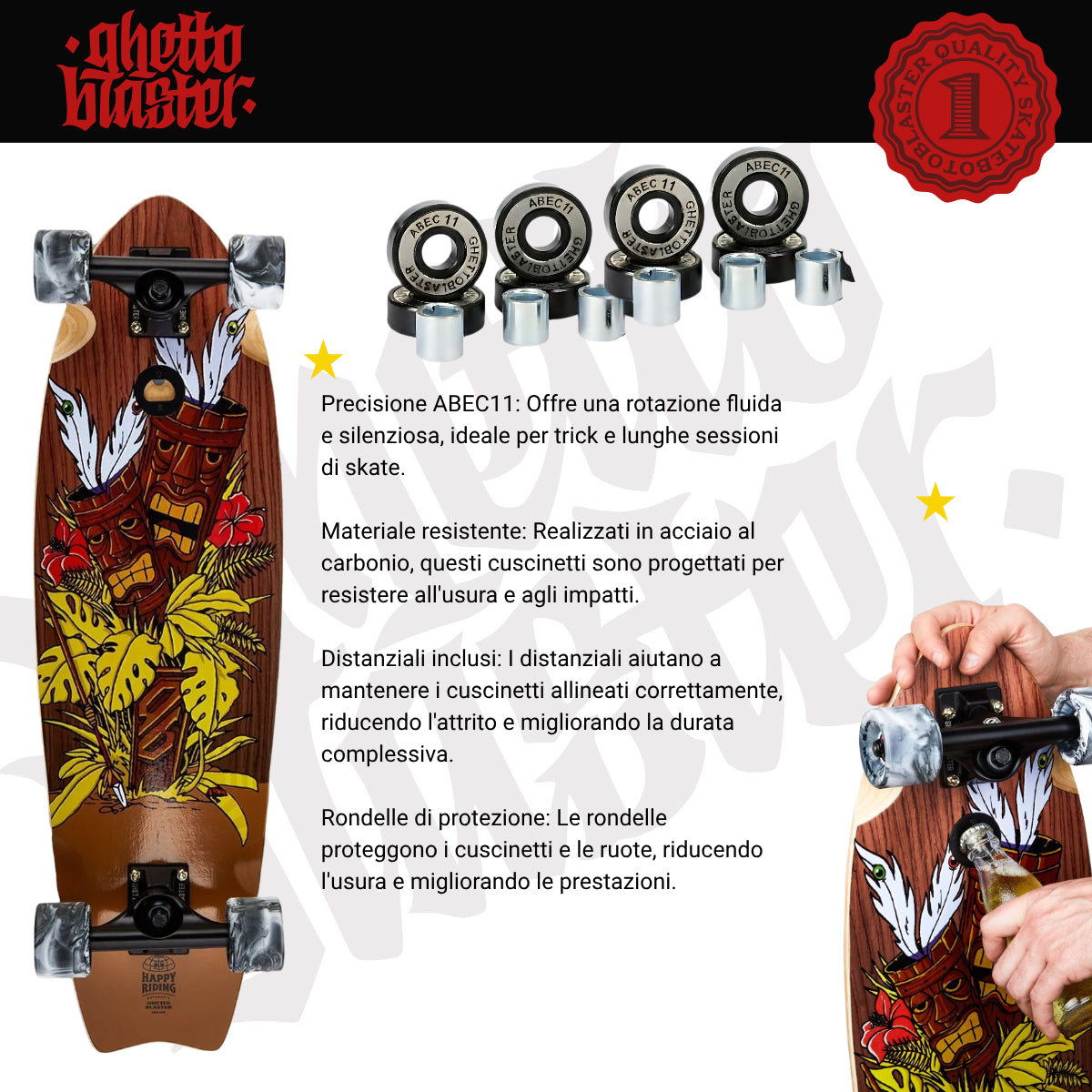 Skateboard Cruiser Ghettoblaster Mogano Tki Totem Fish Tail 33" -9,5"