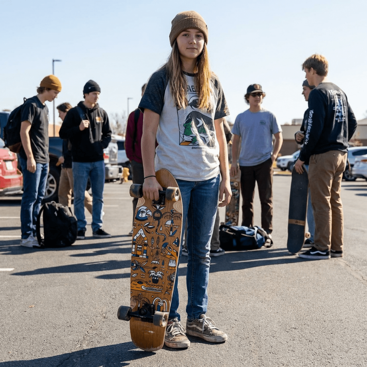Skateboard Cruiser Ghettoblaster Teak Geroglific 32" -9,125"