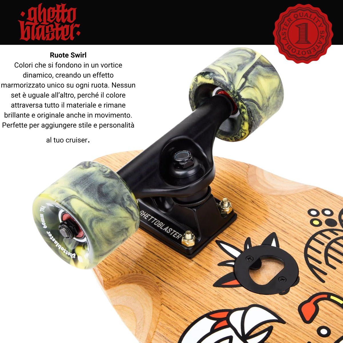 Skateboard Cruiser Ghettoblaster Teak Geroglific 32" -9,125"