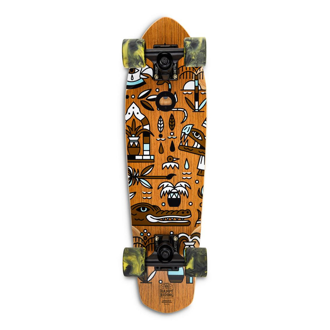 Skateboard Cruiser Ghettoblaster Teak Geroglific 26" -7,25"