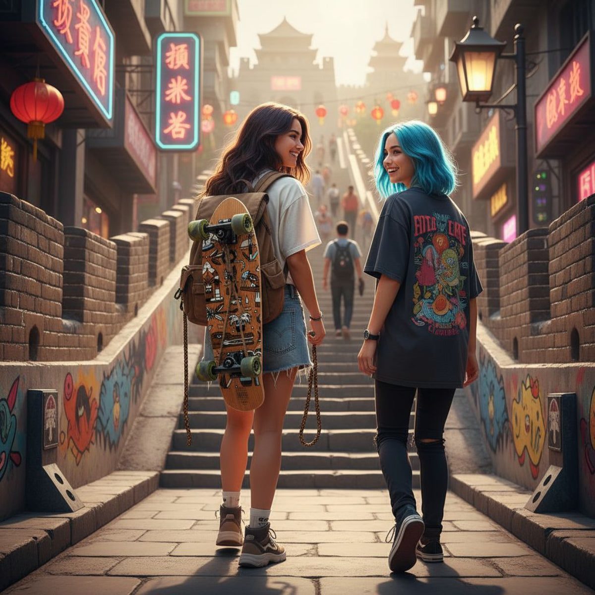 Skateboard Cruiser Ghettoblaster Teak Geroglific 32" -9,125"