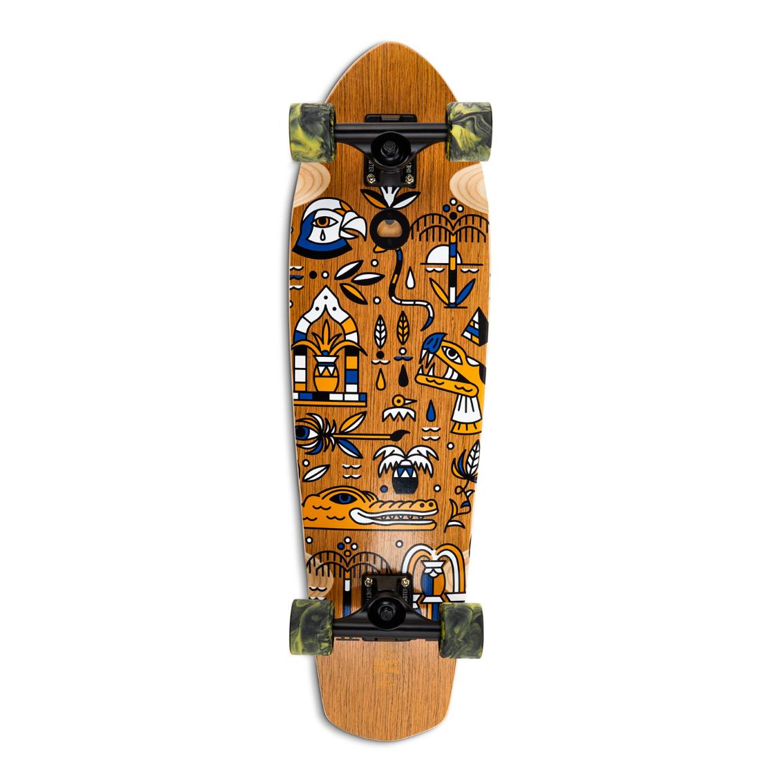 Skateboard Cruiser Ghettoblaster Teak Geroglific 32" -9,125"