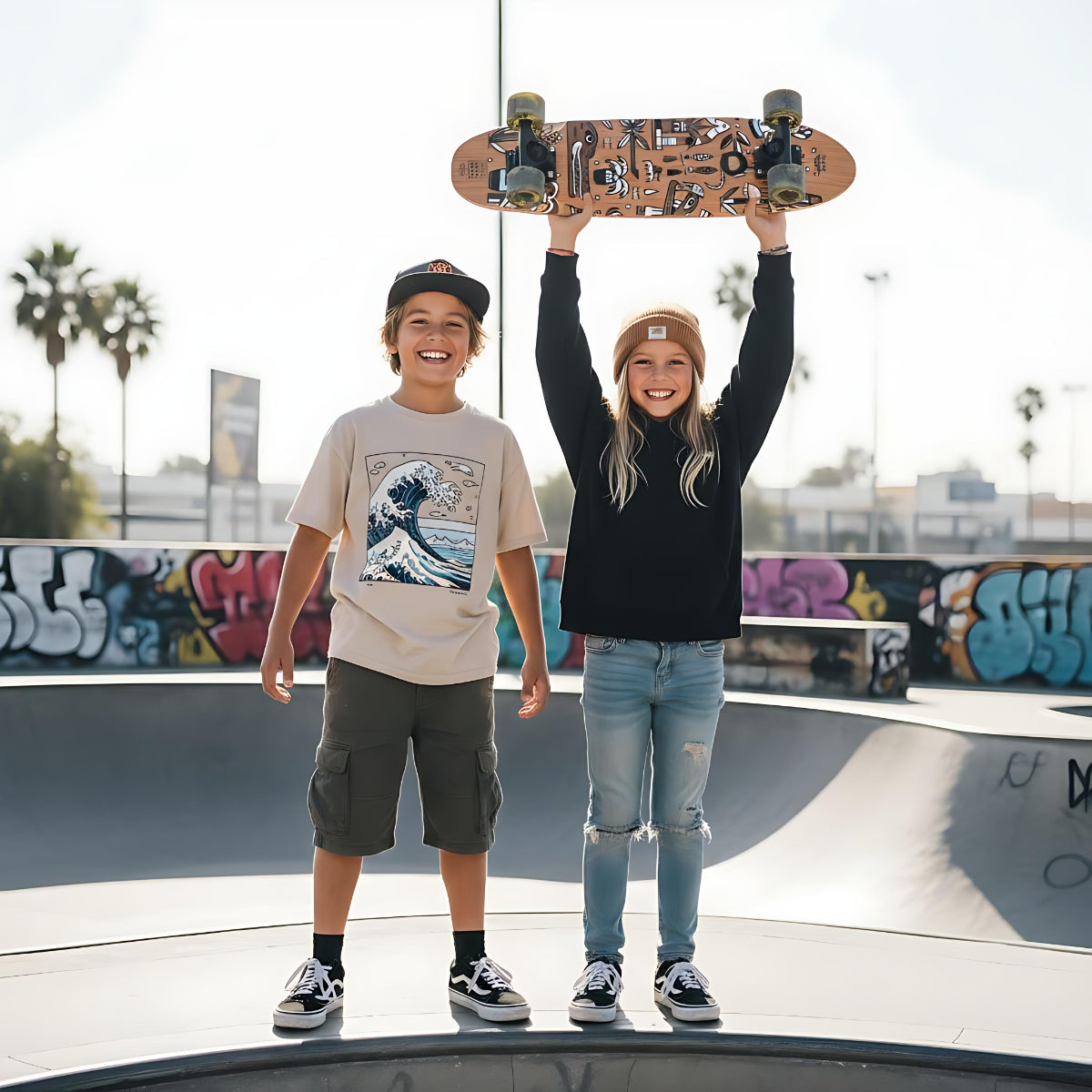 Skateboard Cruiser Ghettoblaster Teak Geroglific 26" -7,25"