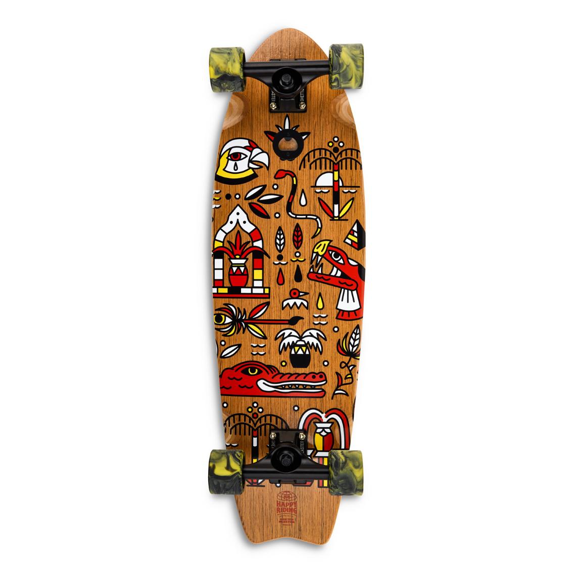 Skateboard Cruiser Ghettoblaster Teak Geroglific Fis tail 30" -9"