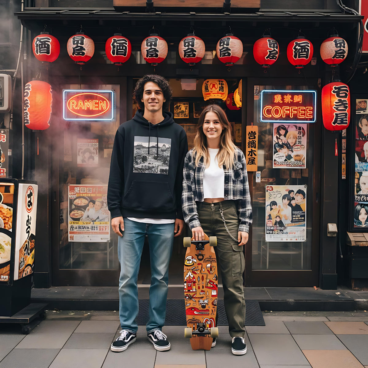 Skateboard Cruiser Ghettoblaster Teak Geroglific Fis tail 30" -9"