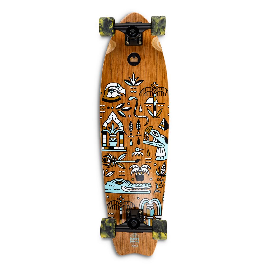 Skateboard Cruiser Ghettoblaster Teak Geroglific Fidh tail 33" -9,5"