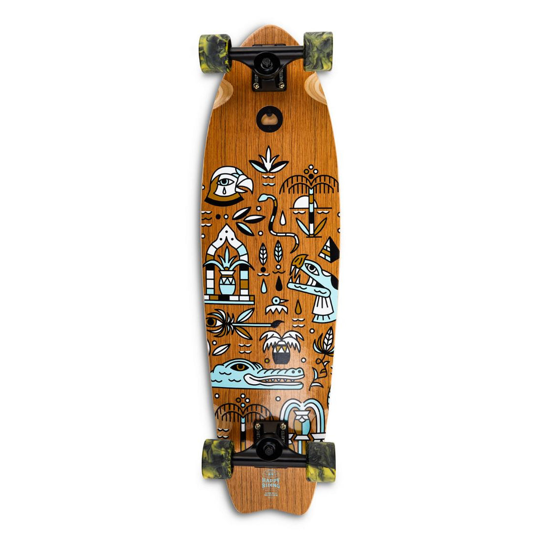 Skateboard Cruiser Ghettoblaster Teak Geroglific Fidh tail 33" -9,5"