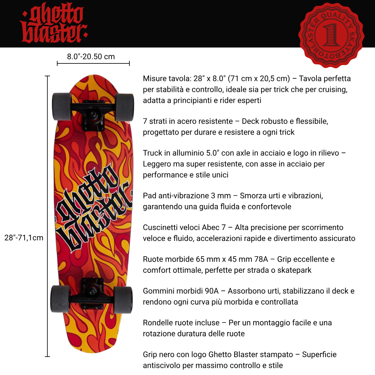Skateboard Ghettoblaster Cruiser Flame 28.0"