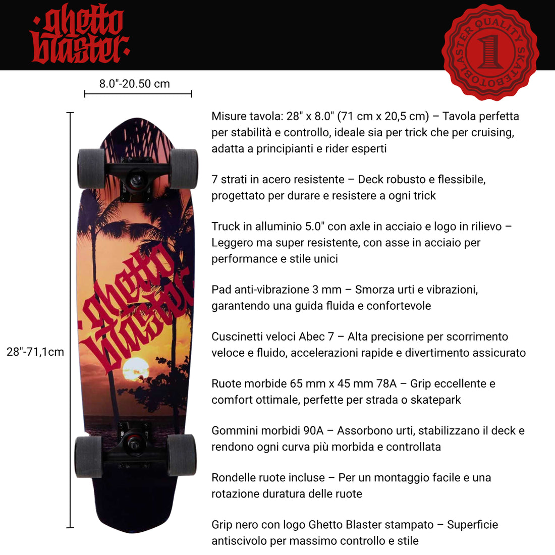 Skateboard Ghettoblaster Cruiser Tropical 28.0"