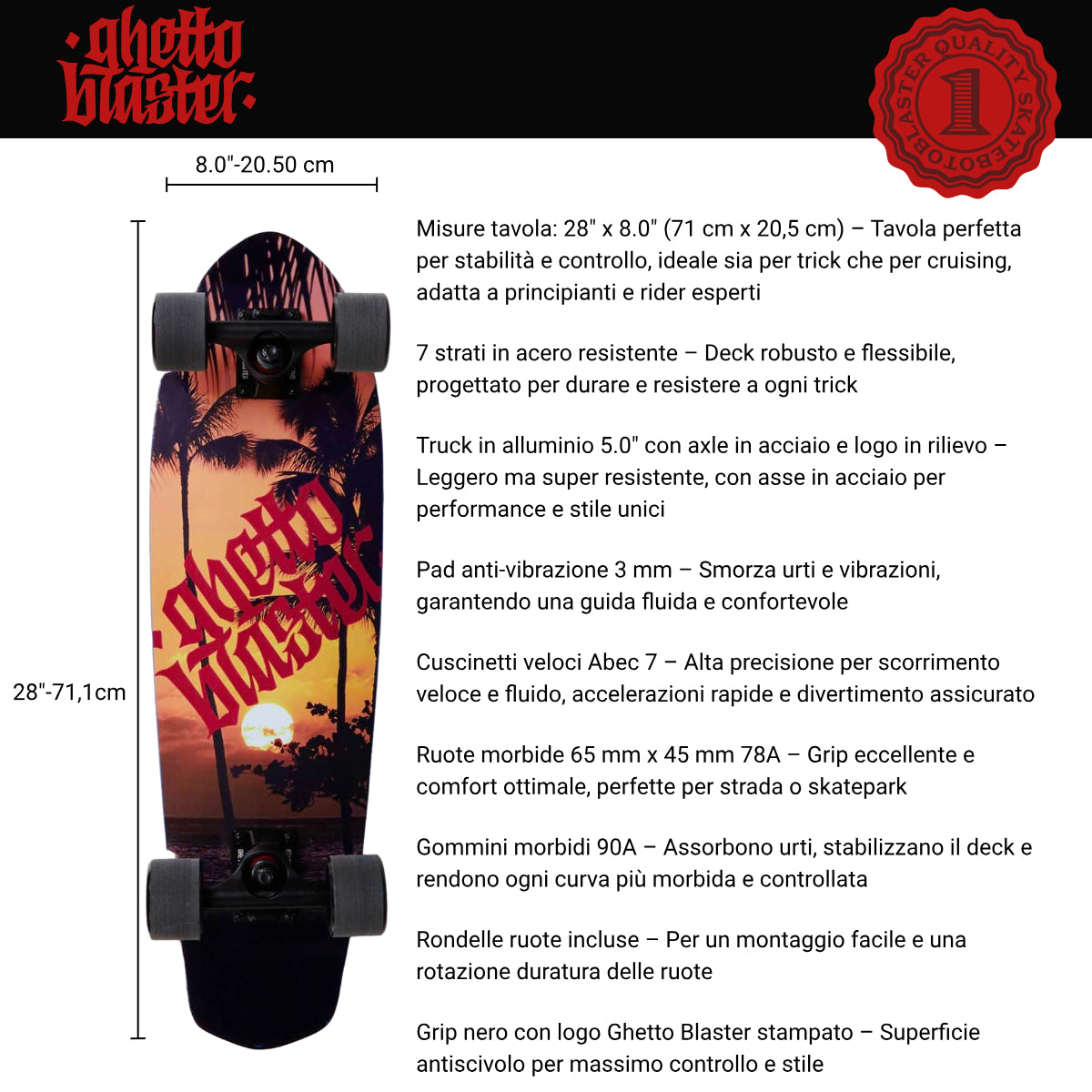 Skateboard Ghettoblaster Cruiser Tropical 28.0"