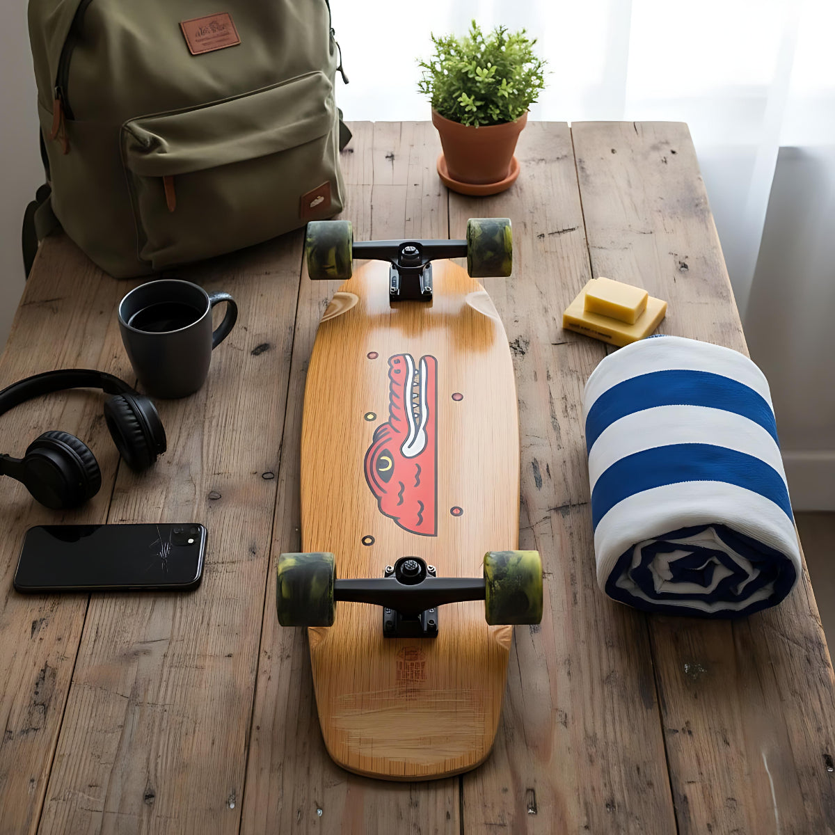 Skateboard Ghettoblaster Surfskate Teak Crocodile 30" 9.75"