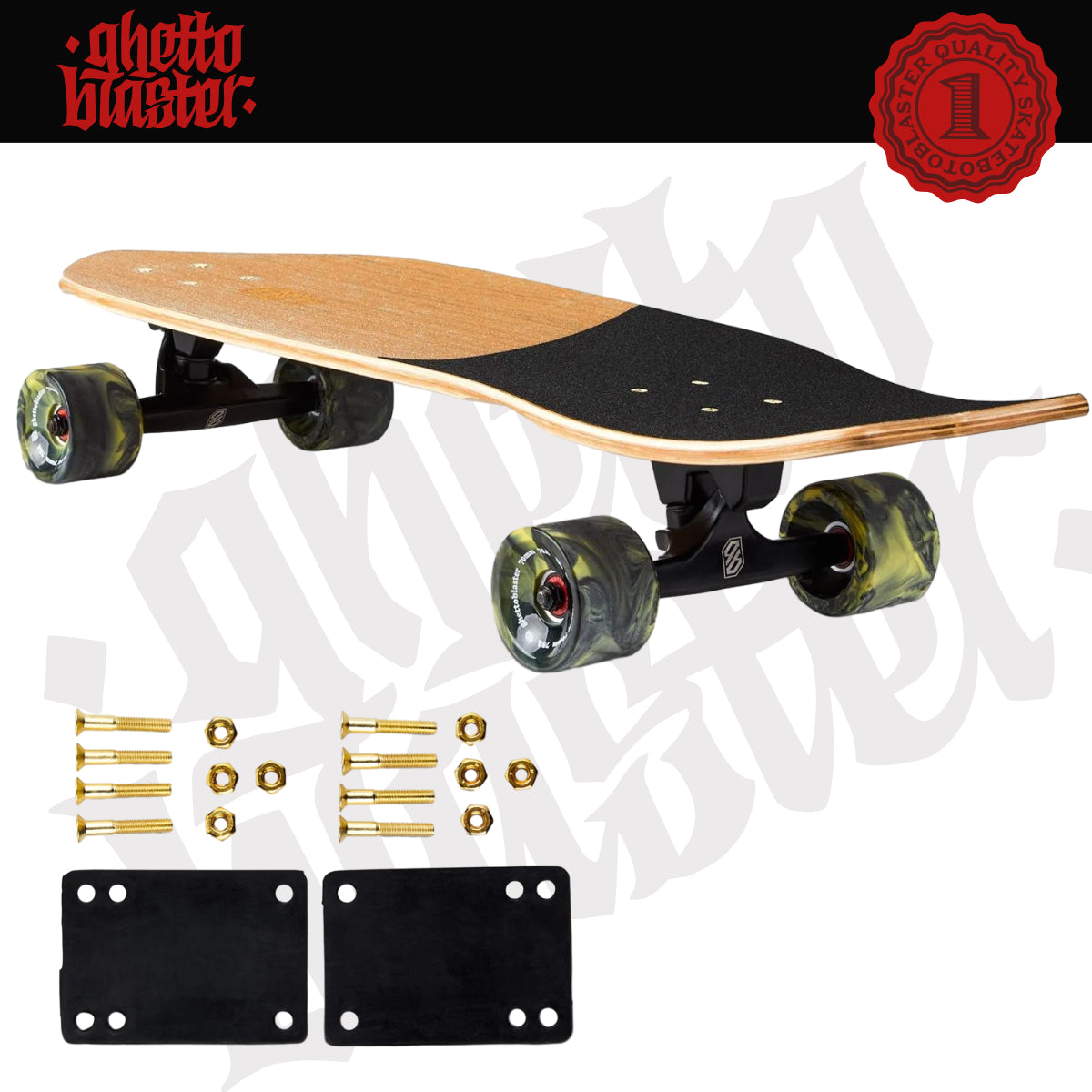 Skateboard Ghettoblaster Surfskate Teak Snake Head 30" 9.75"