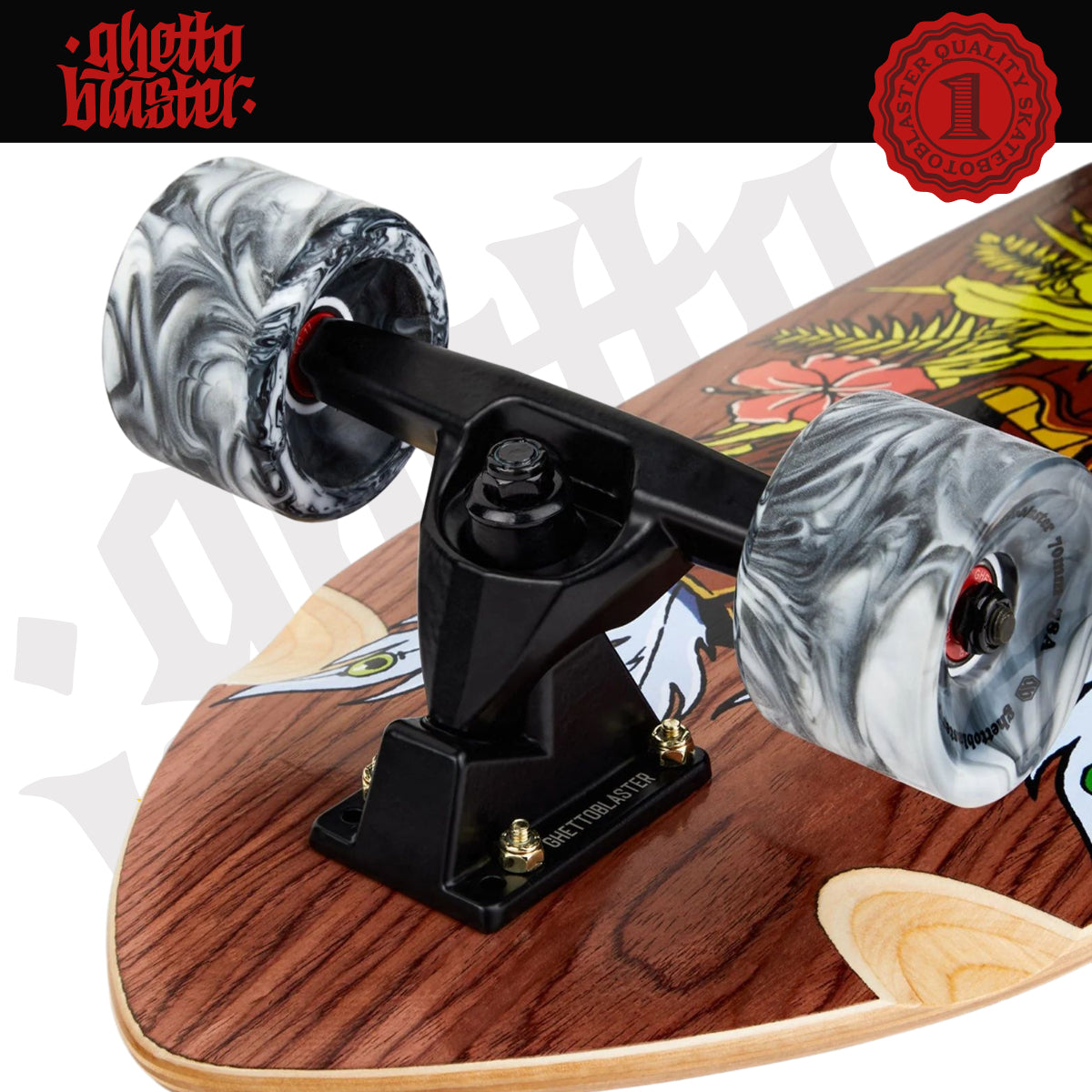 Skateboard Ghettoblaster Surfskate Tiki Token Mogano Fish tail 32" 9.875"