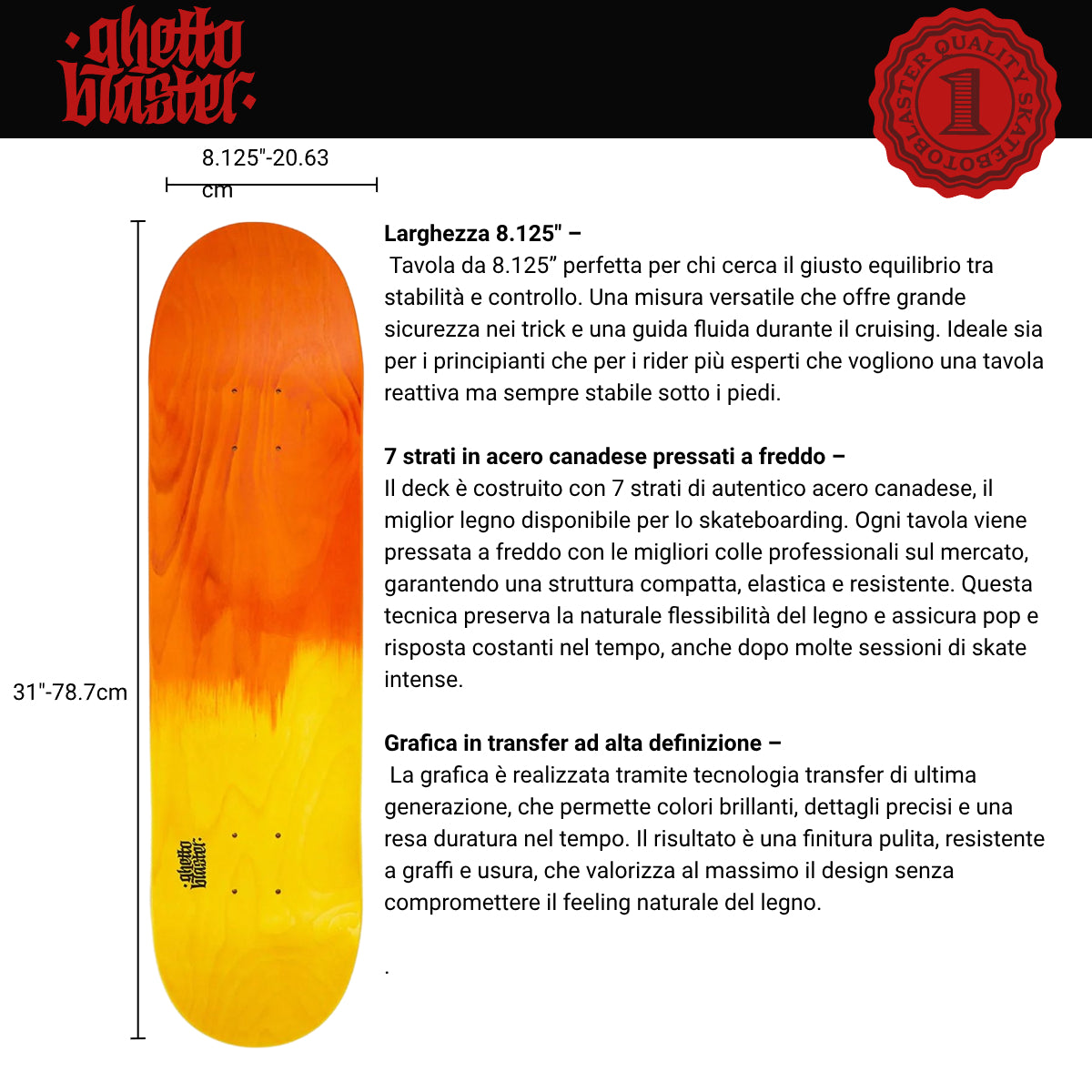Skateboard Ghettoblaster Tavola Small Logo Faded 8.125""