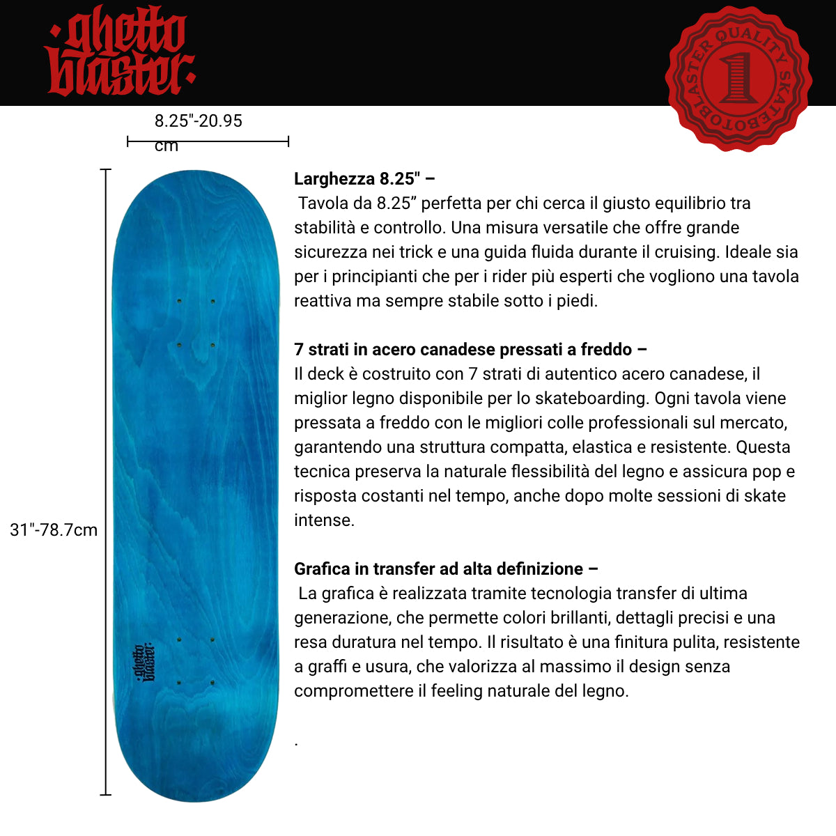 Skateboard Ghettoblaster Tavola Small Logo Olive blue 8.25""