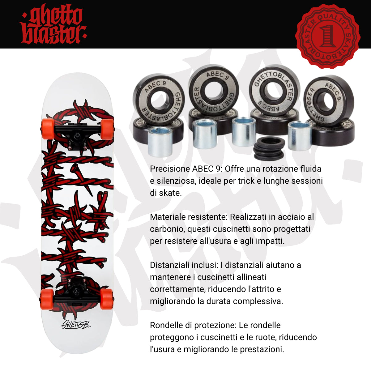 Skateboard Ghettoblaster per iniziare Barded Wire Red 8.0"