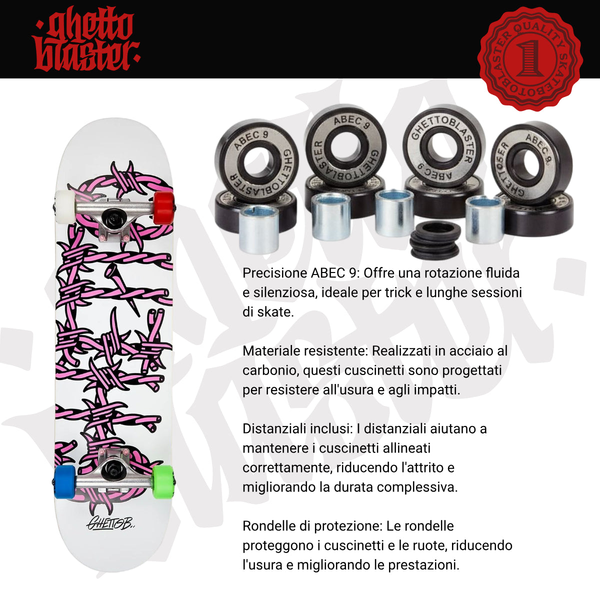 Skateboard Ghettoblaster per iniziare Barded Wire Pink 8.125"