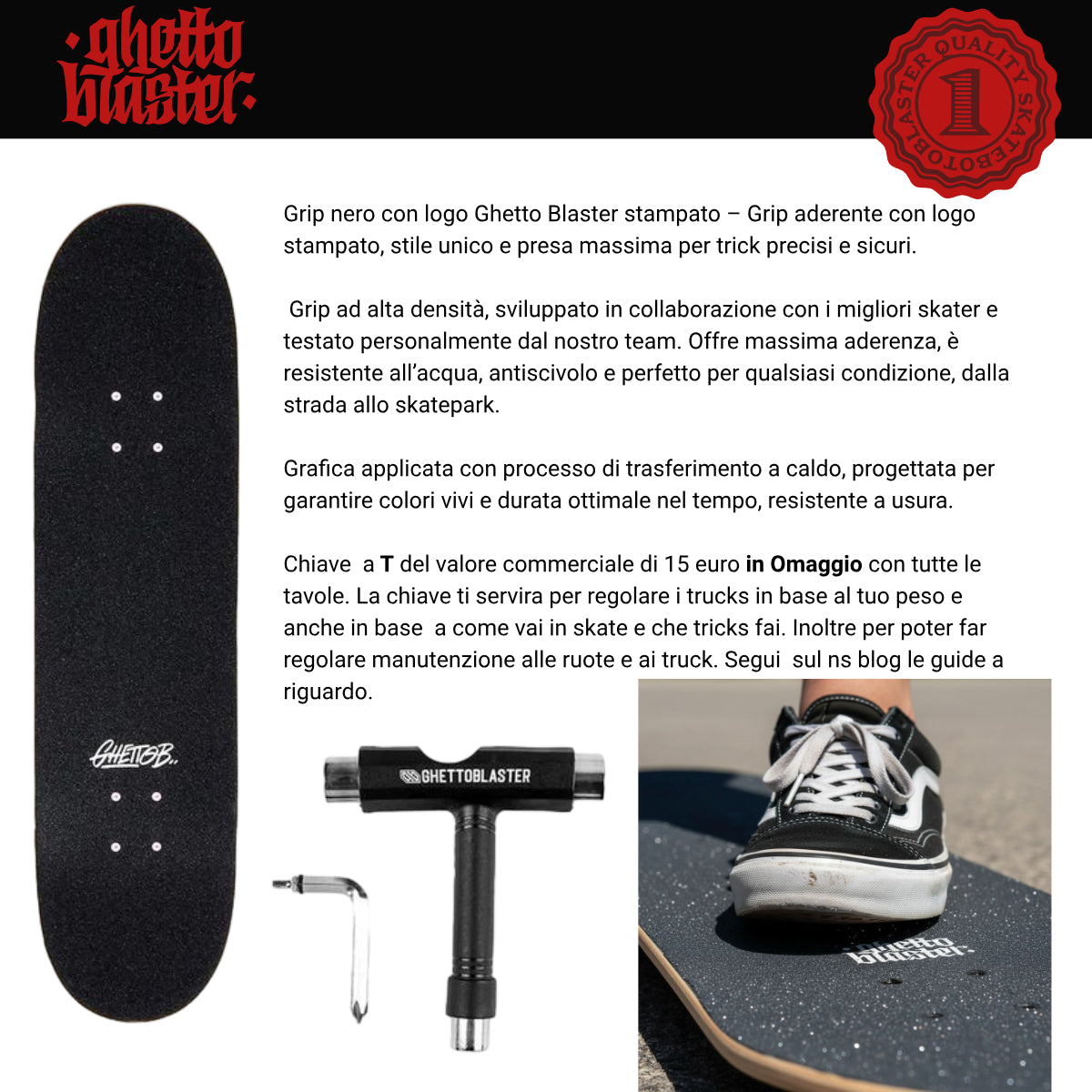 Skateboard Ghettoblaster per iniziare Barded Wire Pou 8.25"