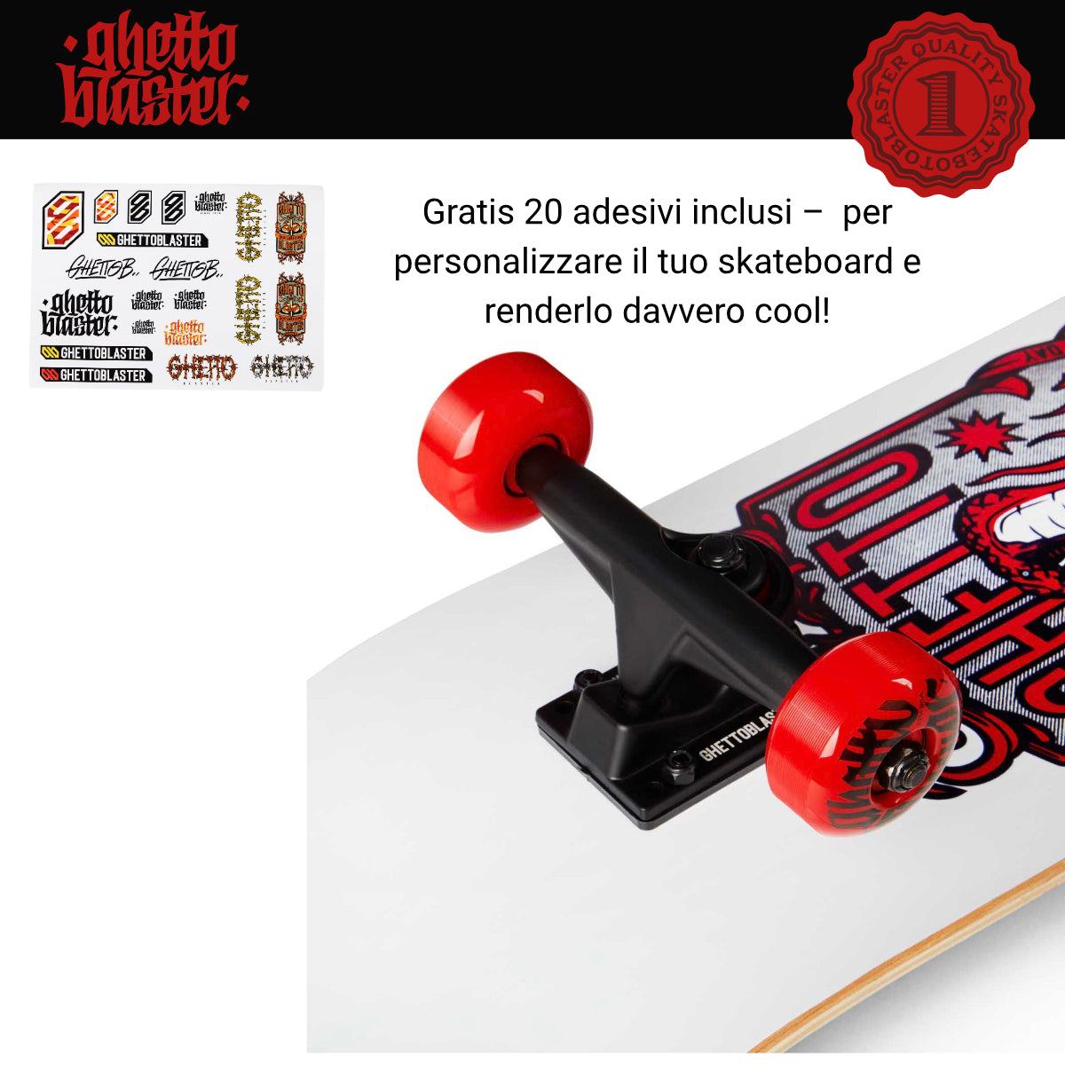 Skateboard Ghettoblaster per iniziare Kobra Red 7.80"